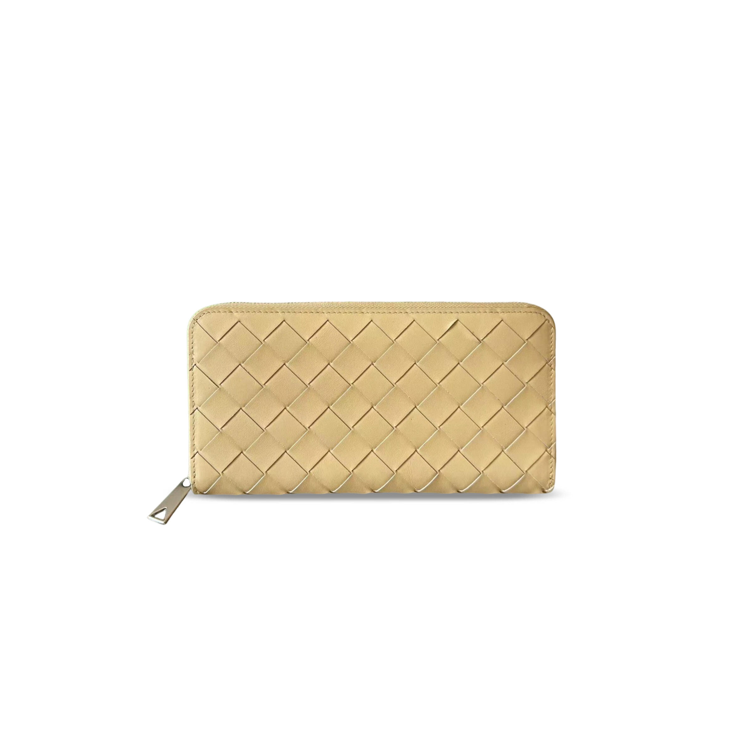 BOTTEGA VENETA INTRECCIATO ZIP-AROUND WALLET PORRIDGE 593217 (19*10*2cm)
